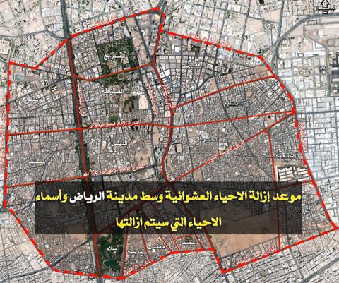 موعد إزالة الاحياء العشوائية وسط مدينة الرياض وأسماء الاحياء التي سيتم ازالتها